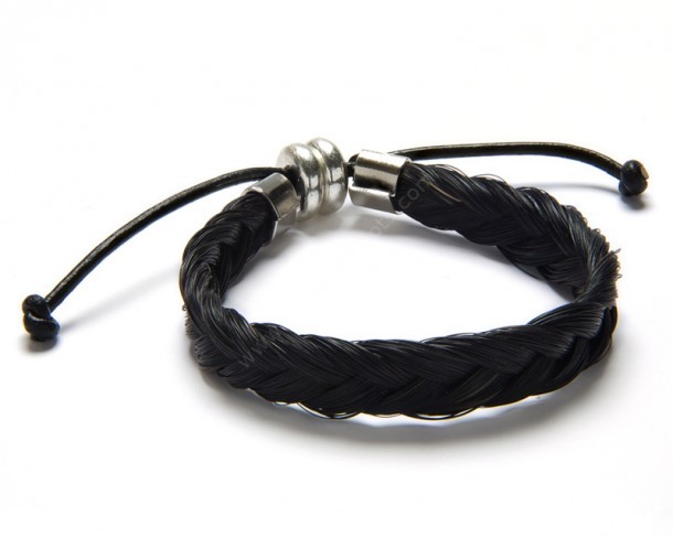 Dark brown colour handcrafted natural braided horse hair bracelet