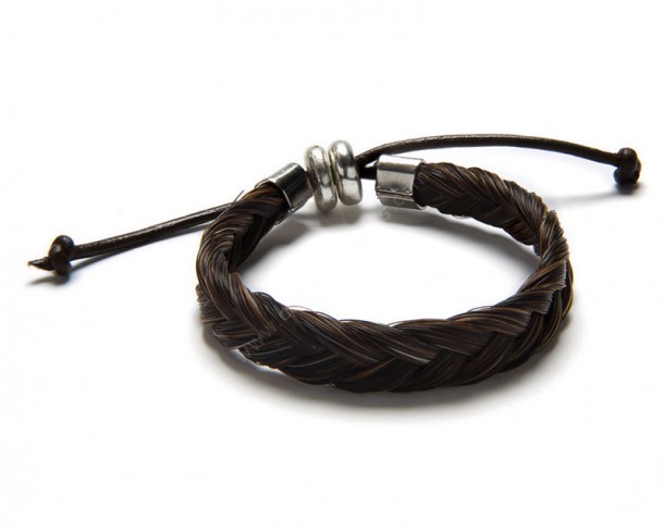 Brown colour handcrafted natural braided horse hair wristband