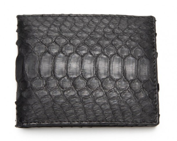 Mens Sendra classic black wallet made with genuine snake skin