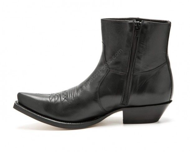 7826 Cuervo Crust Negro | Sendra mens black ankle cowboy boot with zipper