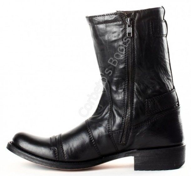 8279 City Old Tree Negro | Sendra Boots mens mid calf black enginner boots with zipper