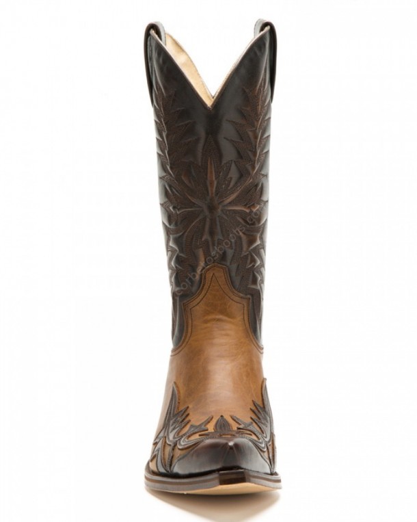 8733 Cuervo Natur Antic Jacinto-Evolution Tang | Buy at our official Sendra store these men cowboy boots made with brown and natural leather.