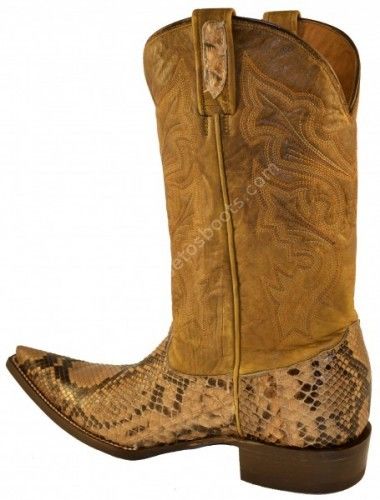 8846 Pitón Taupe-Antílope Mantequilla | Bota cowboy Buffalo Boots piel de pitón color marrón para hombre