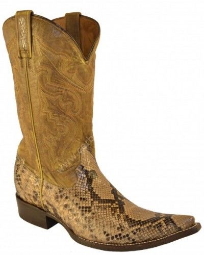 8846 Pitón Taupe-Antílope Mantequilla | Bota cowboy Buffalo Boots piel de pitón color marrón para hombre