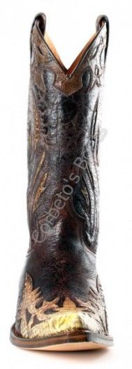 8930 Tibu Piton Barriga Panizo 2-Barbados Quercia | Sendra Boots mens combined distressed leather and snake skin cowboy boots