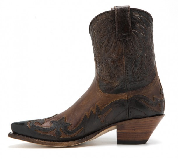 Brown leather combination Sendra fine toe boots