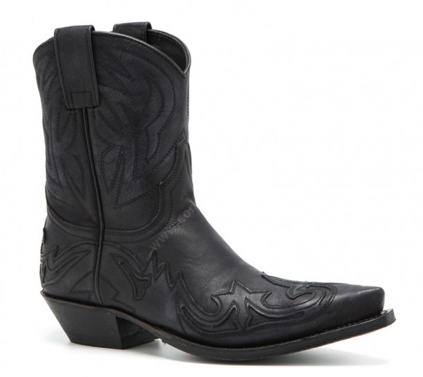 Distressed black leather women Sendra western boots