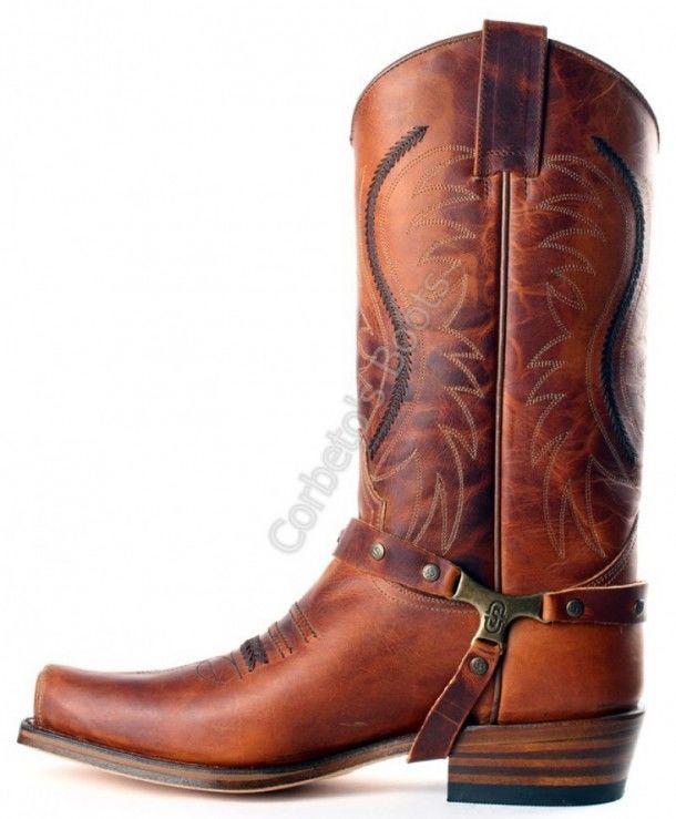 9317 H58 SETA Evolution Tang | Sendra Boots mens brown leather biker boots with leather straps