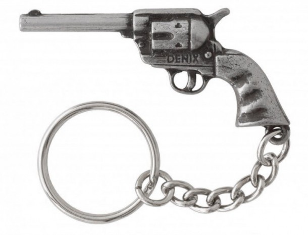 Far West handgun metallic key ring