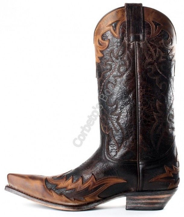 9669 Cuervo Floter Tang Borron Marrón-Barbados Quercia | Sendra Boots mens distressed leather cowboy boots