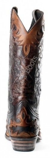 9669 Cuervo Floter Tang Borron Marrón-Barbados Quercia | Bota cowboy Sendra Boots para hombre combinación piel envejecida