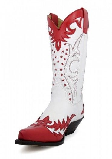 9768 Cuervo Baly Rojo-Garduña Blanca | Sendra unisex red and white cowboy boots