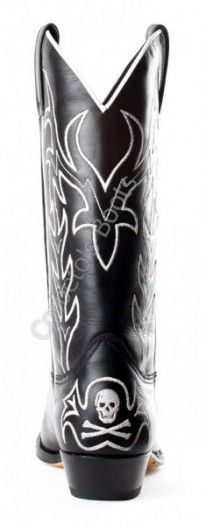 9769 Cuervo Krass Negro | Sendra Boots mens embroidered skulls boots