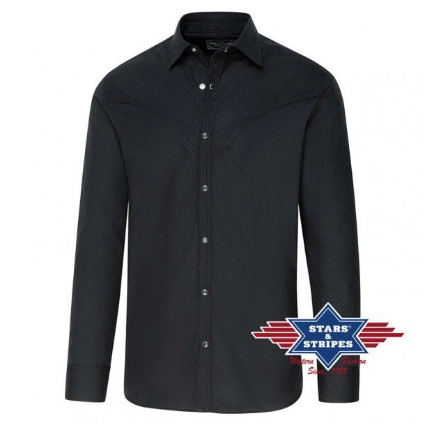 Camisa vaquera negra lisa para hombre Stars & Stripes sin bolsillos