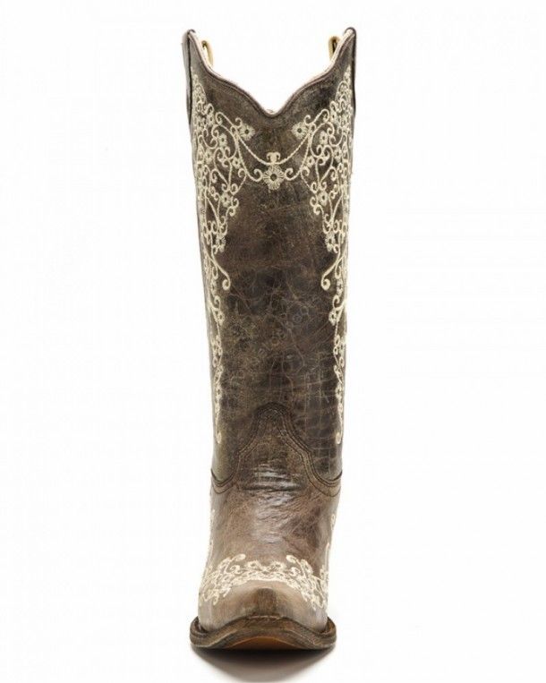 A-1094 Brown Crater Bone | Envíamos a toda España estas botas para mujer Corral Boots en piel marrón y bordados florales en color hueso.