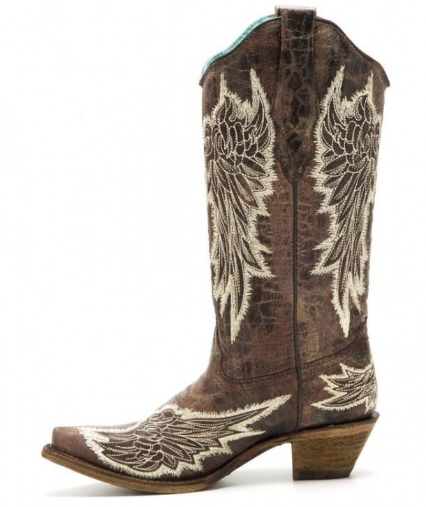 A-3047 Tobacco Bone Wing | Buy at our cowgirl store these long women Corral Boots made with distressed brown cowhide and wing hand stitching.
