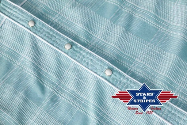 Blusa vaquera Stars & Stripes color azul cielo con franjas blancas