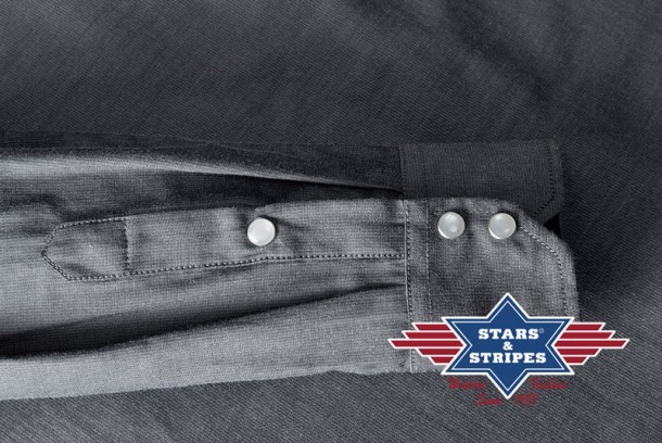 Cowboy style basic line Stars & Stripes mens grey shirt with yoke