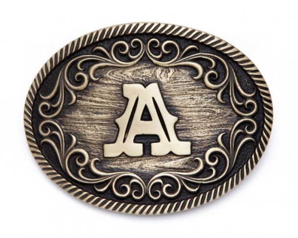 Men and women A letter country style antique gold look belt buckle