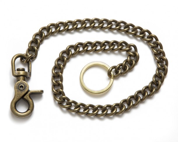 Long antique brass metallic chain for custom wallets