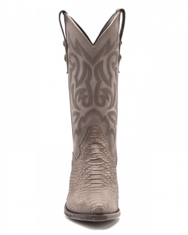 Mayura cowgirl boots made with earthtone brown leather and exotic skin print