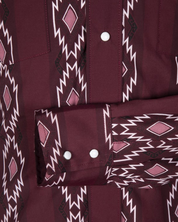 Urban western style burgundy mens shirt with tribal printings