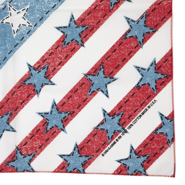 Distressed denim look United States flag print bandana. Buy online your country line dance and biker bandana. 100% cotton