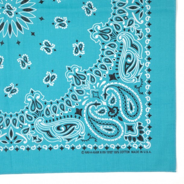 Turquoise western bandana for country dancing. Buy online the genuine made in USA 100% cotton bandana for men and women for only 4 Euros.