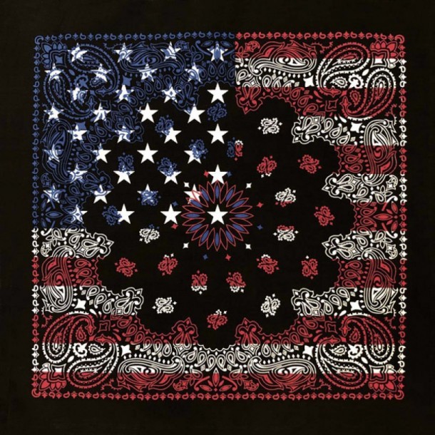Bandana negra paisley con bandera Estados Unidos