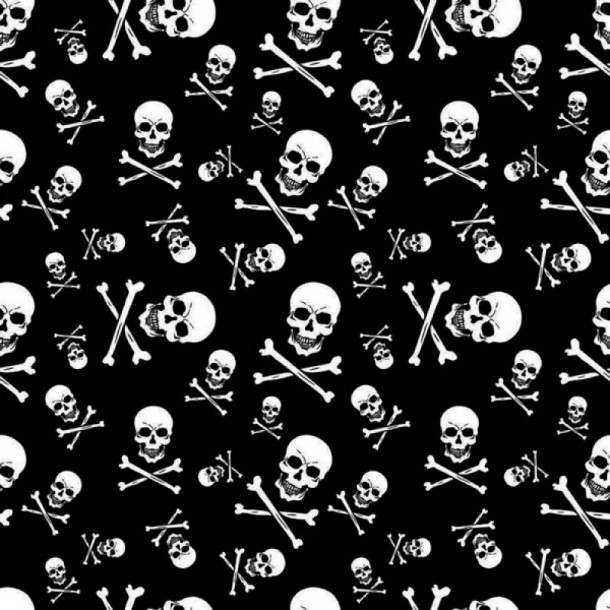 Pañuelo negro estampado con calaveras piratas