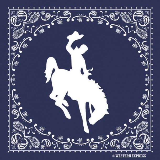 Pañuelo americano azul marino motivo cowboy montado a caballo