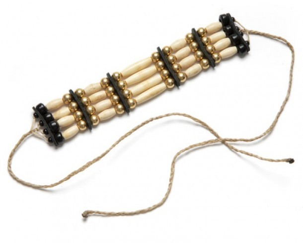 Native American style bracelet with natural carved bone beads