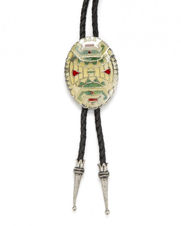 Navajo colorful mosaic art bolo tie for western shirt