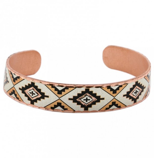 Southwestern diamond mosaic handcrafted cuff bracelet