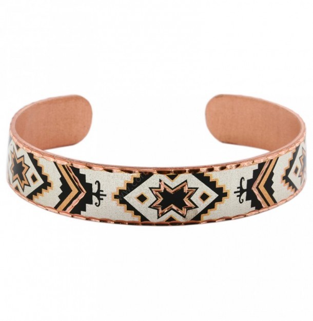 Native American style copper cuff bracelet with stars inlay