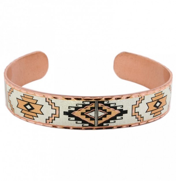 Southwestern handcrafted ornated mosaic cuff bracelet