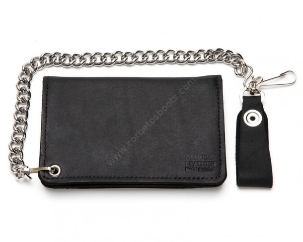 Compacted large space black chain wallet