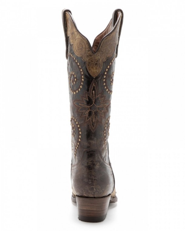 Ladies Mexican brown and cream leather western boots for country dancing