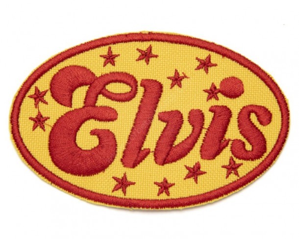 Yellow & red rocker style Elvis embroidered clothing patch