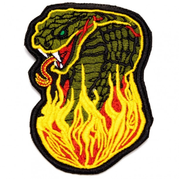 Biker-style snake patch to iron on clothing