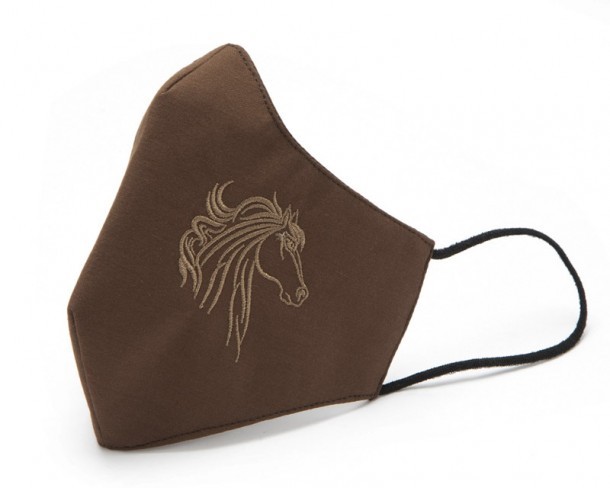 Unisex cowboy fashion brown face mask with embroidered horse head