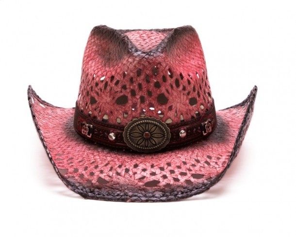Venta sombrero cowgirl color rosa hecho en paja