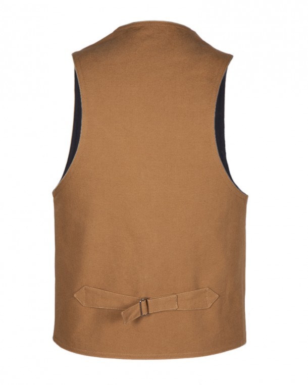 Mens tan brown western style canvas vest with lapels