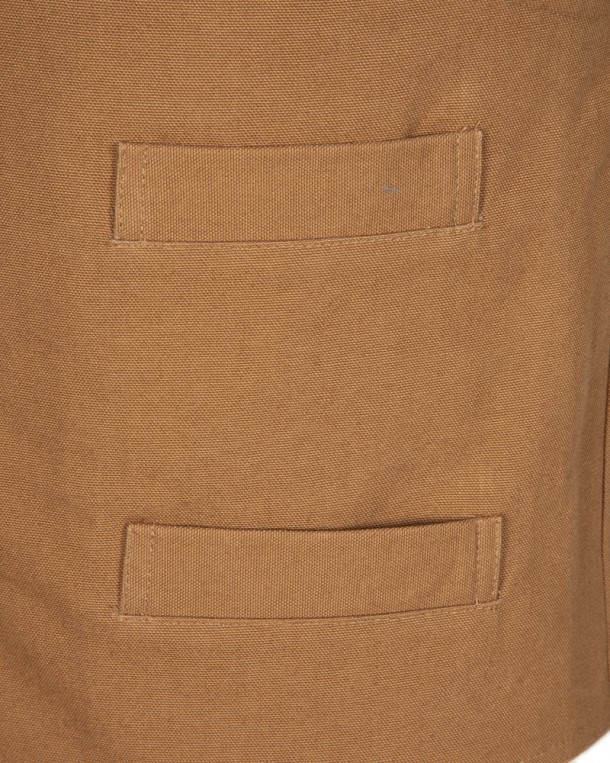 Mens tan brown western style canvas vest with lapels