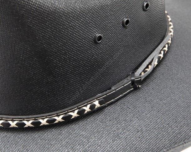 Sombrero texano de lienzo negro endurecido