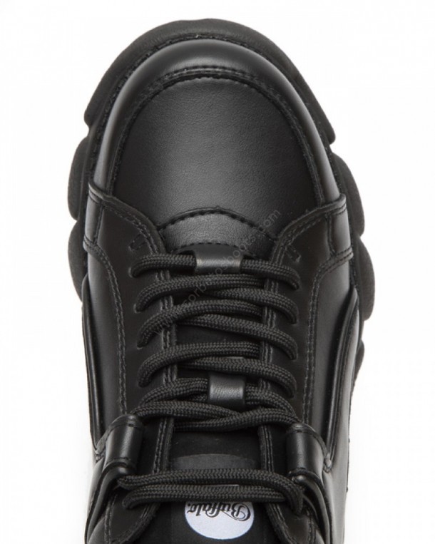 Black faux leather Buffalo platform shoes