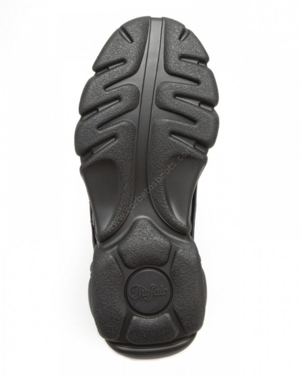 Black faux leather Buffalo platform shoes