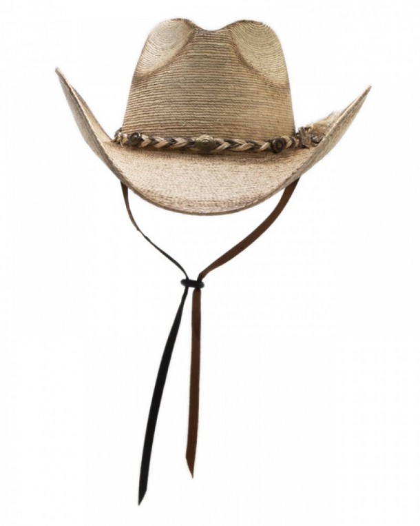 Palm leaf American western hat with stampede bicolor decorative band