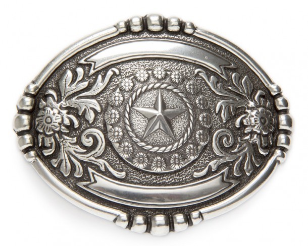 Rodeo style Wrangler belt buckle with western lone star