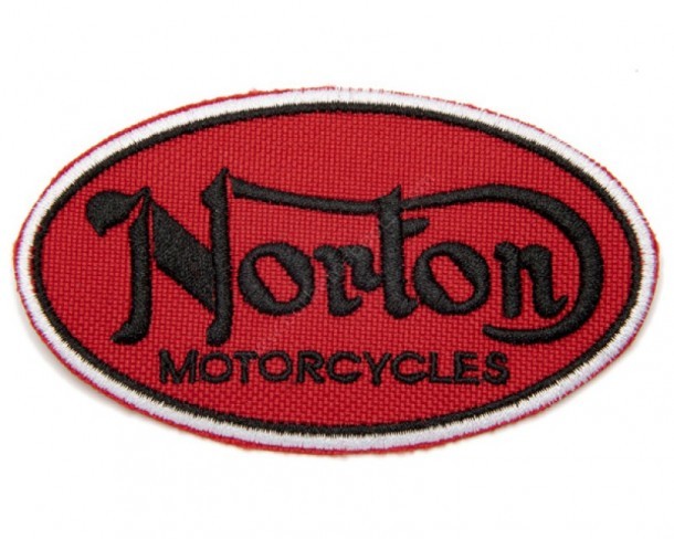 Norton logo biker patch with red background
